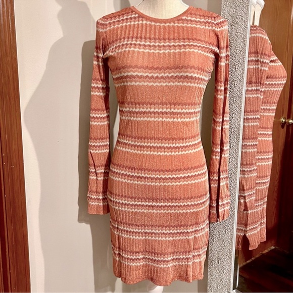 L*SPACE Waloma Shimmer Striped Cover-Up Mini Dress Anthropologie Boho Large - Picture 12 of 16